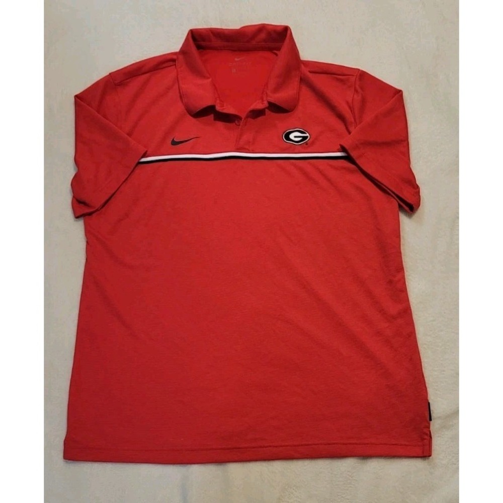 UNIVERSITY OF GEORGIA NIKE DRI FIT ON FIELD SHORT SLEEVE POLO MENS SIZE LARGE